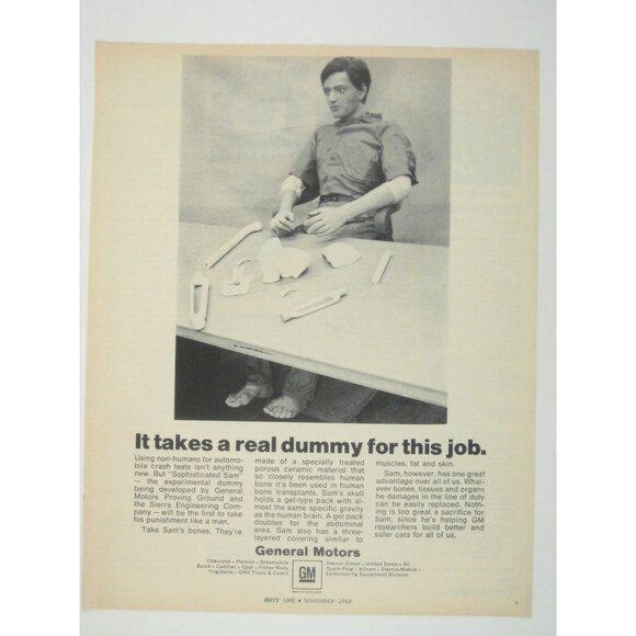 It Takes A Real Dummy For This Job General Motors Ad Print AD 1969 - Picture 1 of 2